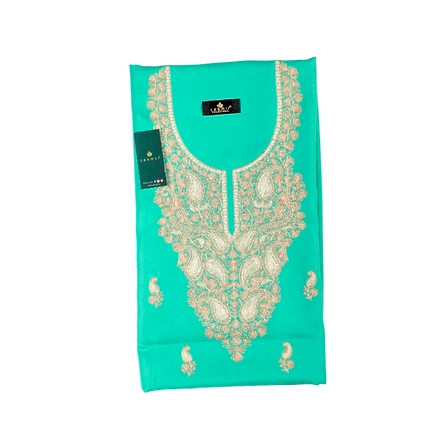 CASMIR Women Pashmina Kashmiri TILLA/ZARI  Embroidery WORK SALWAR SUIT( #J501 -SEA GREEN)-1