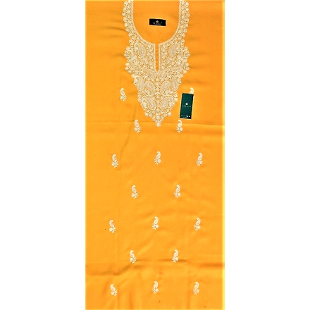 CASMIR Women Pashmina Kashmiri TILLA/ZARI  Embroidery WORK SALWAR SUIT(#J501 -MUSTARD)-J501-MUSTARD