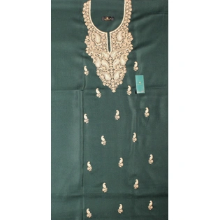 CASMIR Women Pashmina Kashmiri TILLA/ZARI Embroidery WORK SALWAR SUIT( #J501 -GREEN)