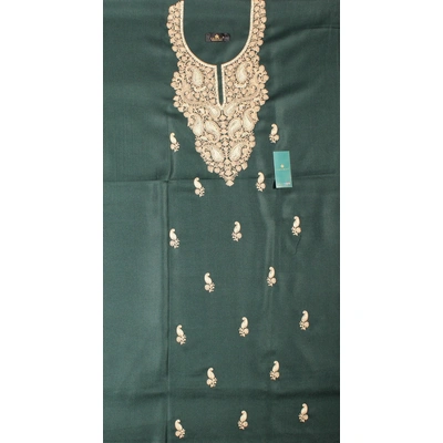 CASMIR Women Pashmina Kashmiri TILLA/ZARI Embroidery WORK SALWAR SUIT( #J501 -GREEN)