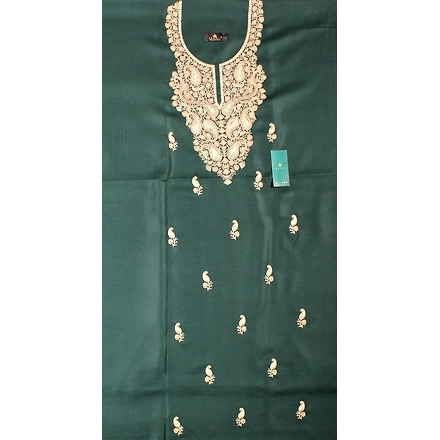 CASMIR Women Pashmina Kashmiri TILLA/ZARI  Embroidery WORK SALWAR SUIT( #J501 -GREEN)-J501-GREEN