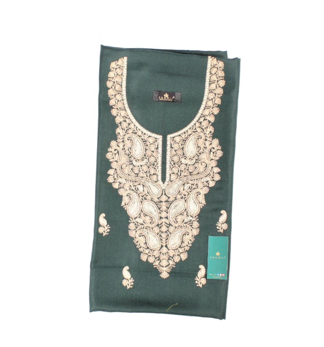 CASMIR Women Pashmina Kashmiri TILLA/ZARI  Embroidery WORK SALWAR SUIT( #J501 -GREEN)-1