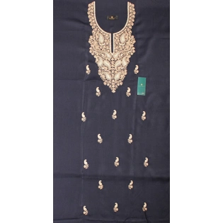 CASMIR Women Pashmina Kashmiri TILLA/ZARI Embroidery WORK SALWAR SUIT( #J501 -NAVY BLUE)