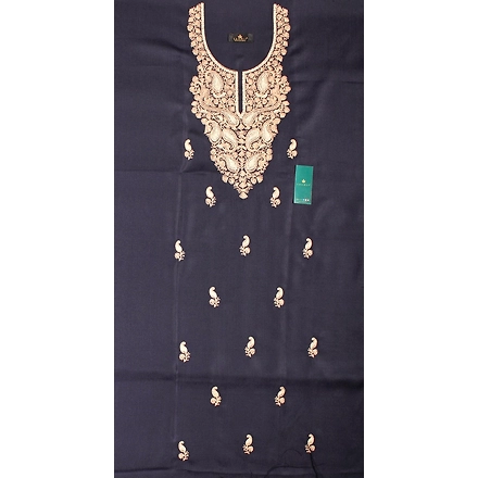 CASMIR Women Pashmina Kashmiri TILLA/ZARI  Embroidery WORK SALWAR SUIT( #J501 -NAVY BLUE)-J501-NAVYBLUE