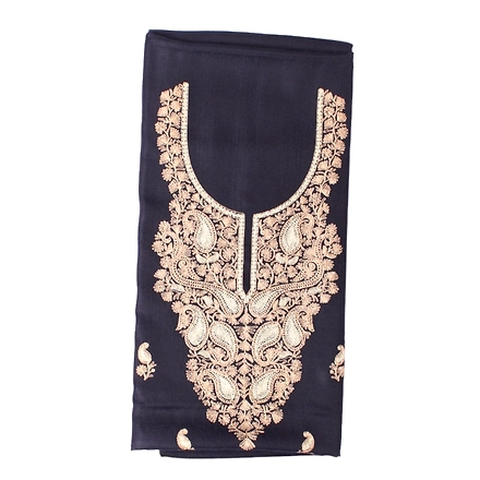CASMIR Women Pashmina Kashmiri TILLA/ZARI  Embroidery WORK SALWAR SUIT( #J501 -NAVY BLUE)-1