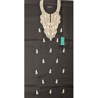 CASMIR Women Pashmina Kashmiri TILLA/ZARI Embroidery WORK SALWAR SUIT( #J501 -BLACK)