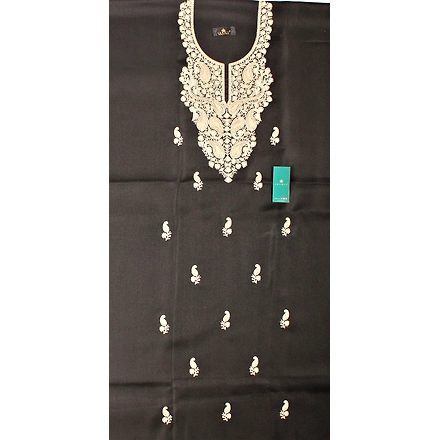 CASMIR Women Pashmina Kashmiri TILLA/ZARI  Embroidery WORK SALWAR SUIT( #J501  -BLACK)-J501-BLACK