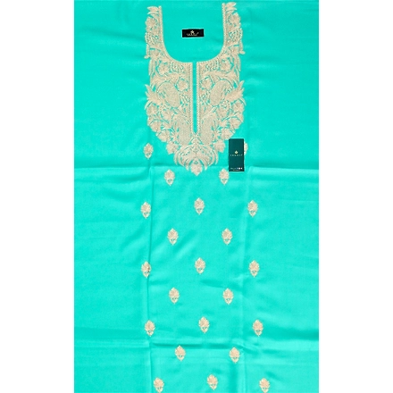 CASMIR Women Pashmina Kashmiri TILLA/ZARI Embroidery WORK SALWAR SUIT(# J502-SEA GREEN)-12089642