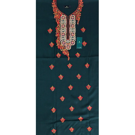 CASMIR Women Pashmina Kashmiri TILLA/ZARI Embroidery WORK SALWAR SUIT(#J601-BOTTLEGREEN)-12089698