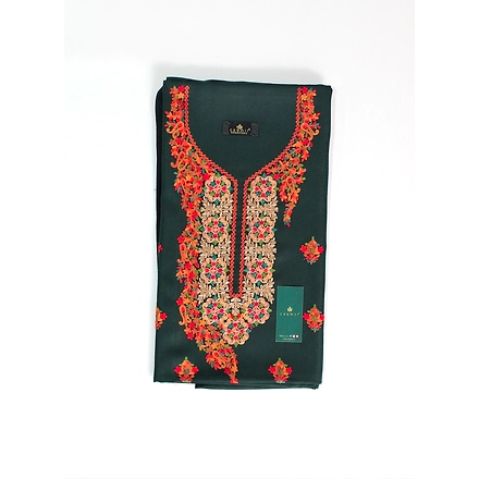 CASMIR Women Pashmina Kashmiri TILLA/ZARI Embroidery WORK SALWAR SUIT(#J601-BOTTLEGREEN)-1