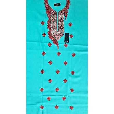 CASMIR Women Pashmina Kashmiri TILLA/ZARI Embroidery WORK SALWAR SUIT(#J601-SEA GREEN)-12089704