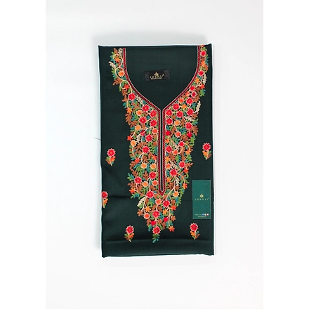 CASMIR Women Pashmina Kashmiri TILLA/ZARI Embroidery WORK SALWAR SUIT(#J602-BOTTLEGREEN)-1
