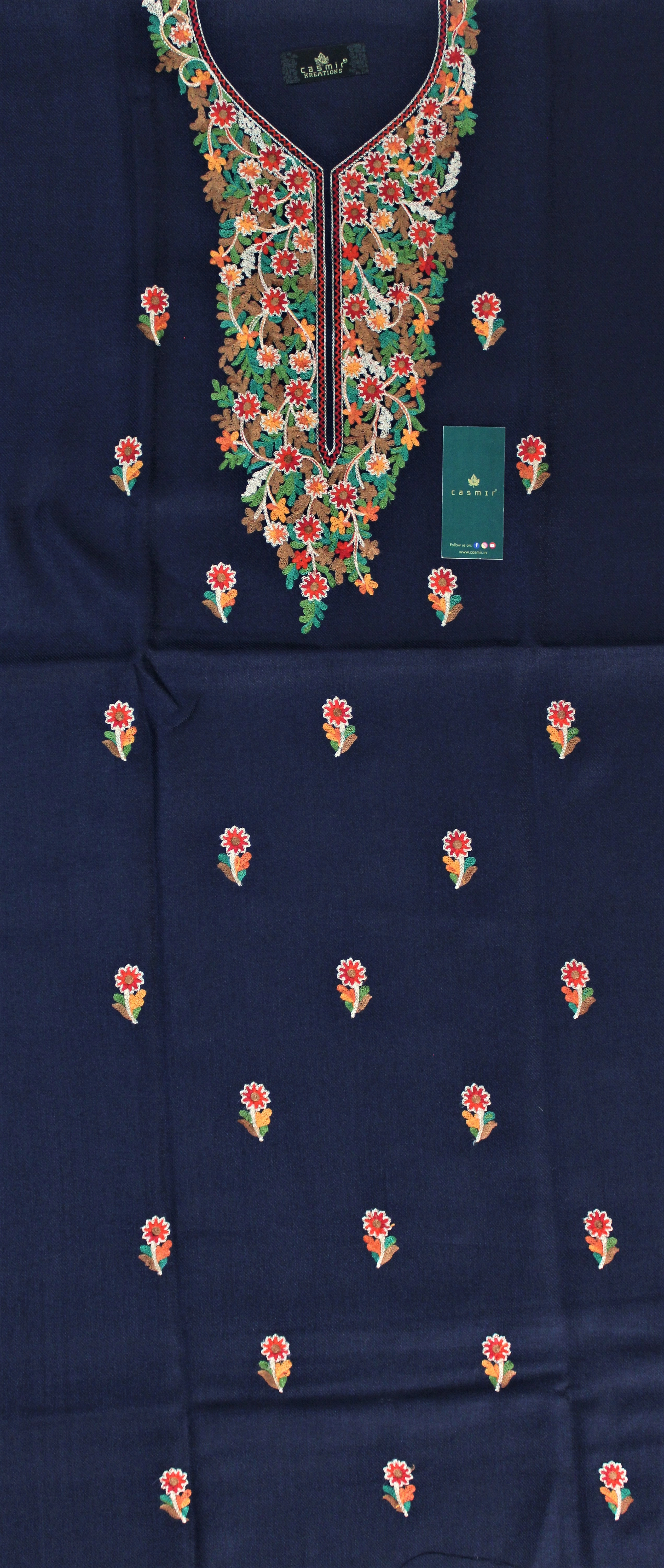 CASMIR Women Pashmina Kashmiri TILLA/ZARI Embroidery WORK SALWAR SUIT(#J602-NAVY)-12089760