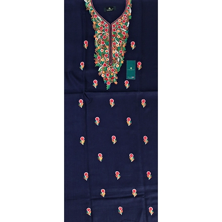 CASMIR Women Pashmina Kashmiri TILLA/ZARI Embroidery WORK SALWAR SUIT(#J602-NAVY)-12089760