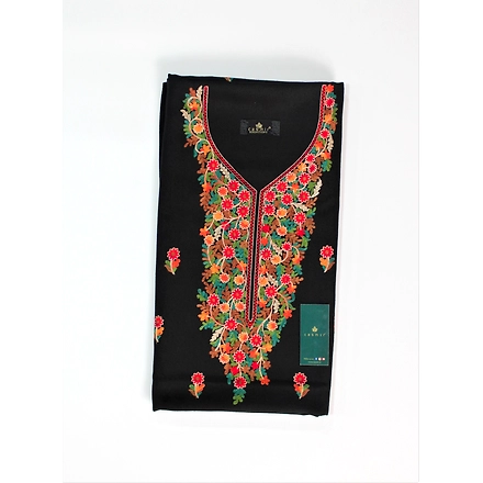 CASMIR Women Pashmina Kashmiri TILLA/ZARI Embroidery WORK SALWAR SUIT(#J602-BLACK)-1