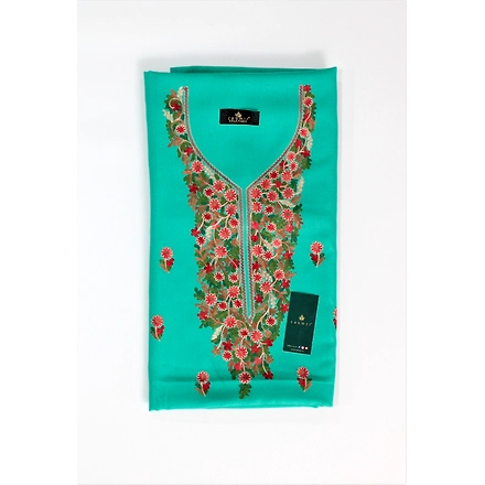 CASMIR Women Pashmina Kashmiri TILLA/ZARI Embroidery WORK SALWAR SUIT(#J602-SEA GREEN)-1