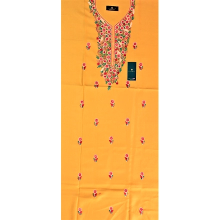 CASMIR Women Pashmina Kashmiri TILLA/ZARI Embroidery WORK SALWAR SUIT(#J602-MUSTARD)-12089770