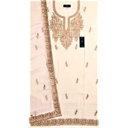 THREADWORK RAYON SALWAR SUITS(# Z301-WHITE)-ZARA302-WHITE