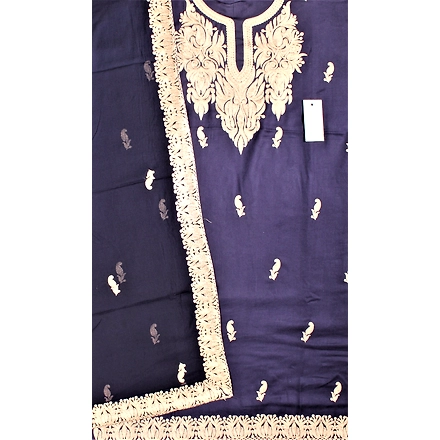 THREADWORK RAYON SALWAR SUITS(# Z301-NAVY)-ZARA302-NAVY