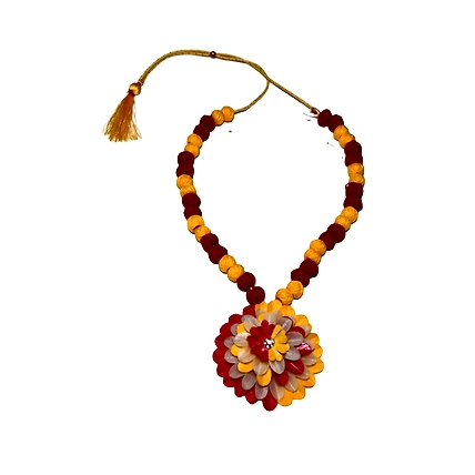 Kadam full top earring necklace set-YELLOW &amp; MAROON-2