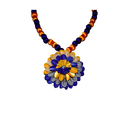 Kadam full top earring necklace set-BLUE &amp; YELLOW-3