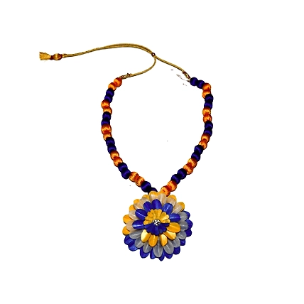 Kadam full top earring necklace set-BLUE &amp; YELLOW-2