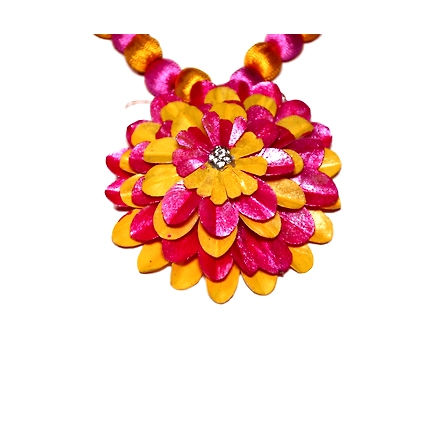 Kadam full top earring necklace set-PINK &amp; YELLOW-3