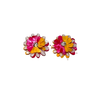 Kadam full top earring necklace set-PINK &amp; YELLOW-1
