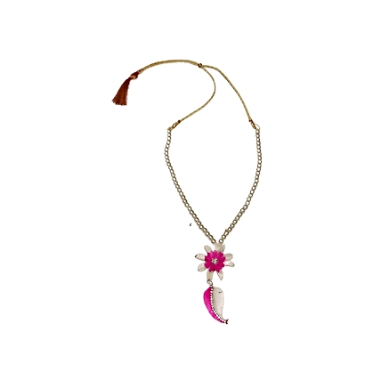 Mango pattern earring necklace set-PINK-2