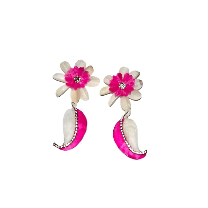 Mango pattern earring necklace set-PINK-1
