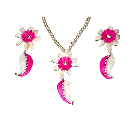 Mango pattern earring necklace set-PINK-3
