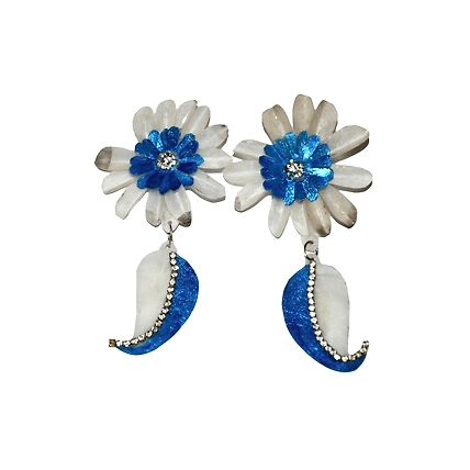 Mango pattern earring necklace set-BLUE-2