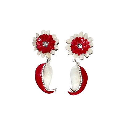 Mango pattern earring necklace set-MAROON-1