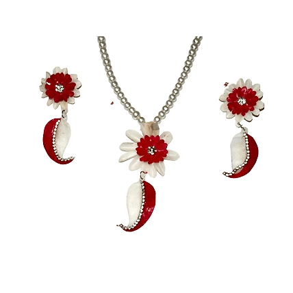 Mango pattern earring necklace set-MAROON-3