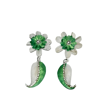 Mango pattern earring necklace set-GREEN-1