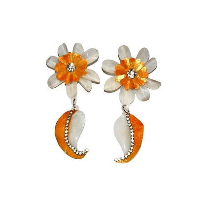 Mango pattern earring necklace set-YELLOW-1