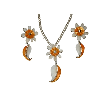 Mango pattern earring necklace set-YELLOW-3