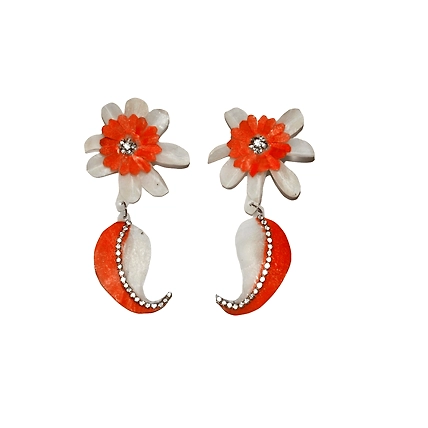Mango pattern earring necklace set-ORANGE-2