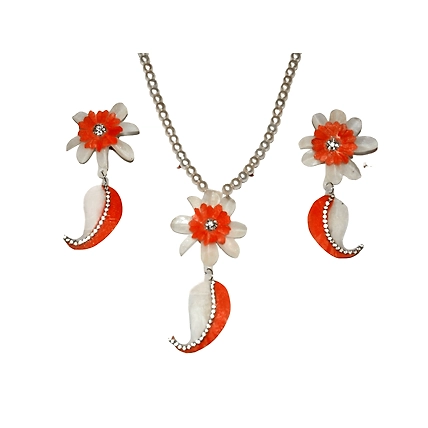 Mango pattern earring necklace set-ORANGE-3