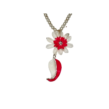 Mango pattern earring necklace set-RED-4