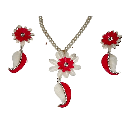 Mango pattern earring necklace set-RED-3