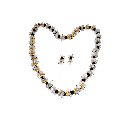 Multicolour long earring necklace set-PUSPITAHANDICRAFTPRODUCTPHP501