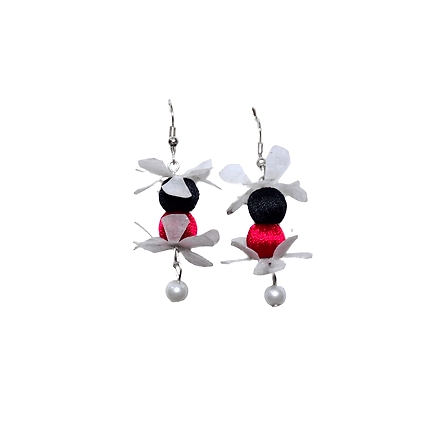 Multicolour long earring necklace set-MAROON &amp; BLACK-1