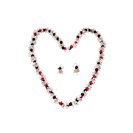 Multicolour long earring necklace set-PUSPITAHANDICRAFTPRODUCTPHP502