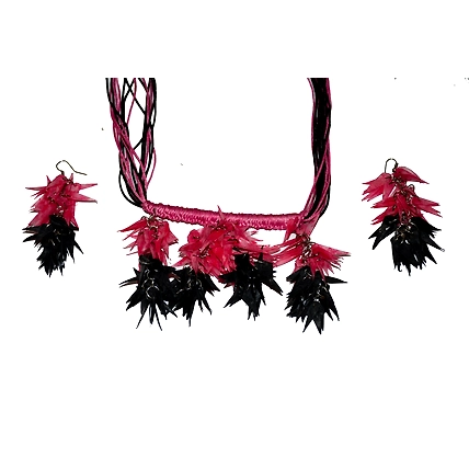 Jhuri Bhaja earring necklace set-MAROON &amp; BLACK-2
