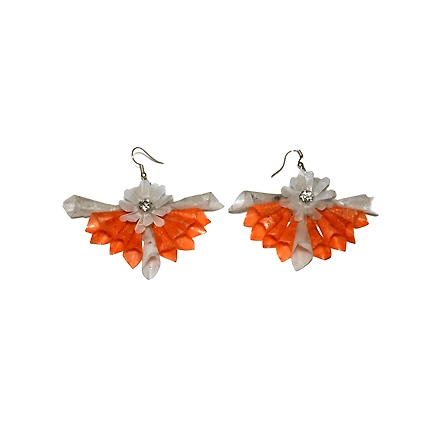 Jhalmudhi pattern earring necklace set-ORANGE-1