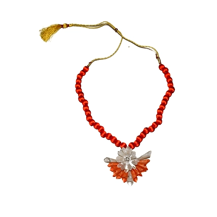 Jhalmudhi pattern earring necklace set-ORANGE-2