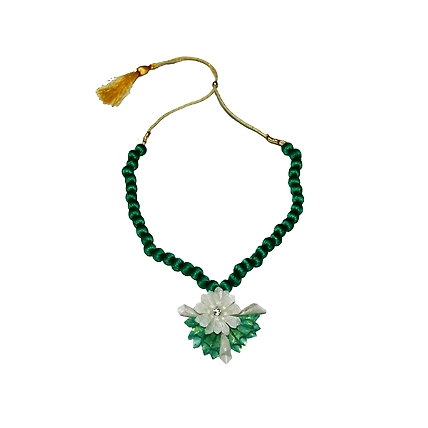 Jhalmudhi pattern earring necklace set-GREEN-2