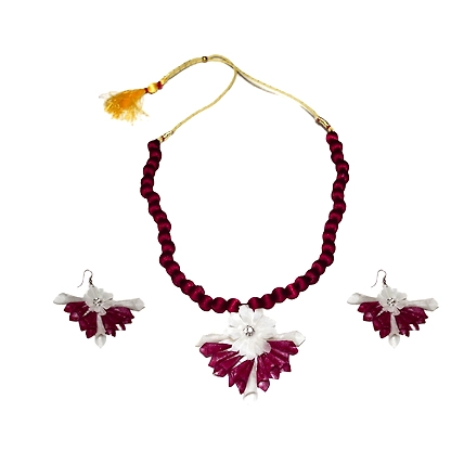 Jhalmudhi pattern earring necklace set-PUSPITAHANDICRAFTPRODUCTPHP553