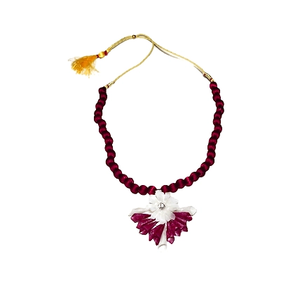 Jhalmudhi pattern earring necklace set-MAROON-1